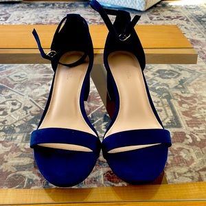 Brand new, never worn velvet navy heels with ankle strap. 2.25” heel.